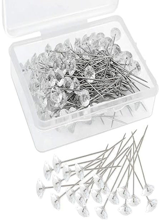 Gemsy Crystal Head Decor Pins - 1 Box | Stainless Steel Craft DIY Garment Sewing Straight Pins for Fabric, Shirts, Dressmaking | Bouquet Straight Needle - Image 2